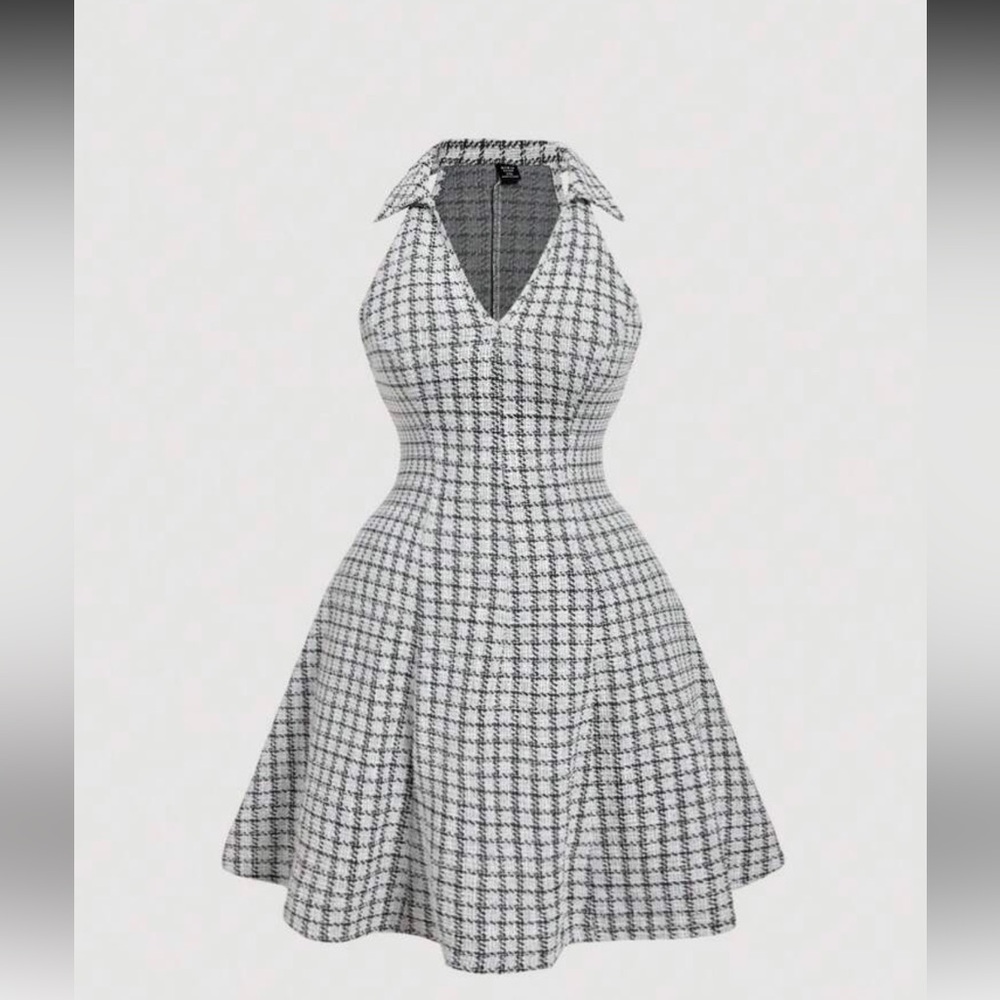 Stylish Black and White Halter Dress